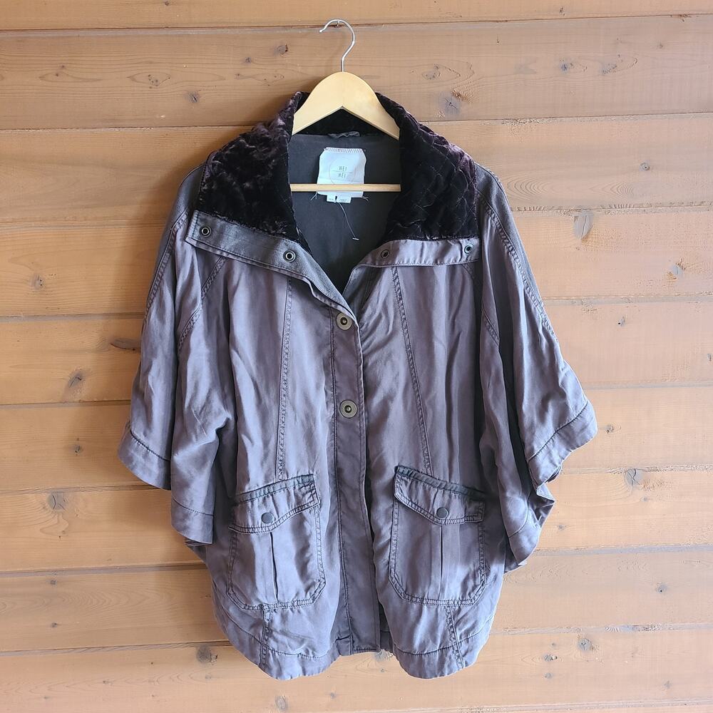 Anthropologie Todra Cape Coat NWOT Hei Hei Jacket Velvet Brown XS/S Oversized - Picture 2 of 5